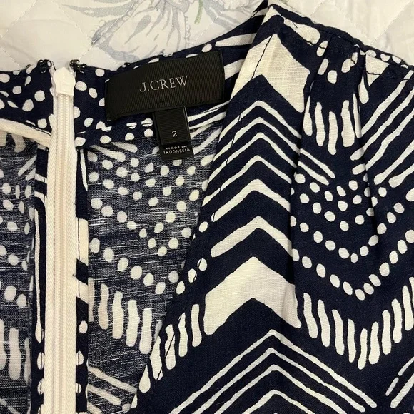J. Crew Linen Cotton V-Neck Zig Zag Sleeveless Jumpsuit size 2 - Picture 5 of 12